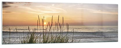 Panorama Bilder auf Glas 160x50cm Glasbild Westen Sonne Strand Groß XXL Wanddeko Bild im Glas Schlafzimmer Küche Wandbilder Dekoration Wohnzimmer Modern Wall Decor Wand Kunstdruck Art GAB160x50-4201