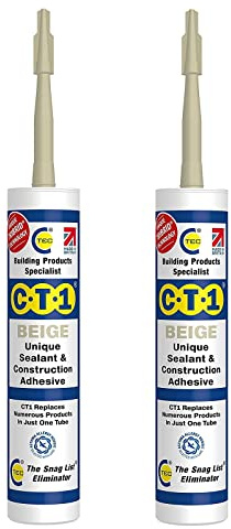 CT1 - Building Sealant & Adhesive Snag Tube for Virtually Any Material (Beige Twin Pack) (CT1-Twin-Pack)
