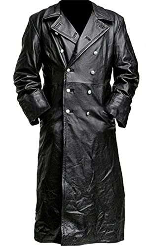WOXIHUAN Giacca da Uomo Ecopelle Lungo Trench Inverno Giubbotto in Pelle Sintetica da Motociclista Giacca Sportiva Vintage Invernale Giubbino Moto Vera Pelle Casuale Basic Leggera