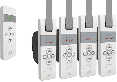 WIR elektronik, eWickler 4 Fenster Funk-Set, eW830-F, 4x elektrischer Gurtwickler + 1x Fernbedienung FB-9, für 17-23 mm Gurtband, Unterputz, bis 50 kg, inkl. Netzstecker (4 Fenster)