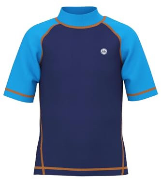 HDTIYUYP UV Shirt Kinder Kurzarm - Jungen Schwimm Tshirt Kinder Badeshirt RashWeste Surfen Tshirt Schnelltrocknend Strand Shirt Wassersport Top Dunkelblau 7/8y