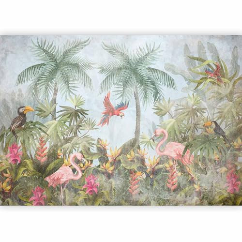 murando Fotomurales Selva 350x256 cm XXL Papel pintado tejido no tejido coración Pared corativos Murales morna Diseno Fotográfico Tropical Hojas Animales Pájaro g-C-10122-a-a