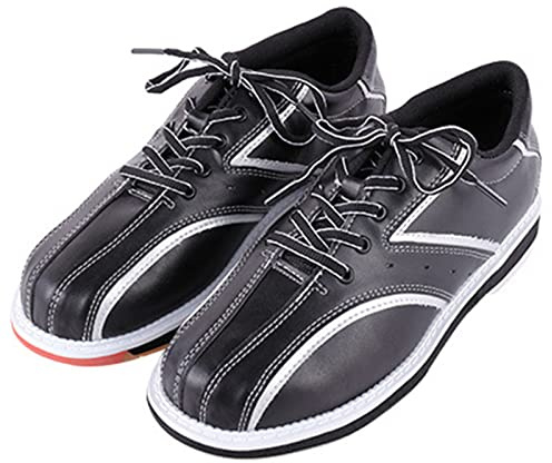 SDEQA Chaussures De Bowling Professionnelles pour Hommes Chaussures De Bowling en Cuir Antidérapantes, Légères Et Respirantes,Noir,42 EU