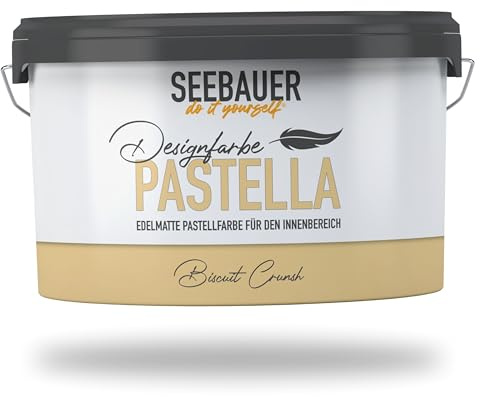 SEEBAUER diy Pastellfarbe PASTELLA Gelb 2,5L (Biscuit Crunsh) Edelmatte Wandfarbe Gelb - Innenfarbe sehr hohe Deckkraft - Matt, Abwaschbar und Tropffrei