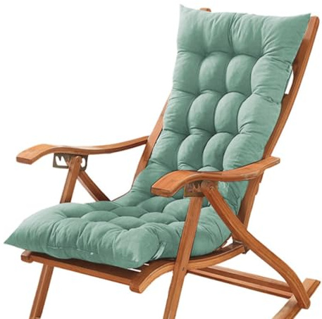 GGoty Coussin de chaise de bureau épais à dossier bas avec attaches, coussin de chaise avec dossier pour maison, jardin, chaises longues, fauteuil inclinable (120 x 50 cm, vert clair)