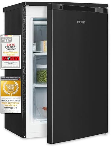 Exquisit Gefrierschrank, Tiefkühlschrank, 85 Liter, 3 Schubladen, Energieklasse C, 4-Sterne-Gefrierfach, Gefireschrank klein, GS581-051C inoxlook-az
