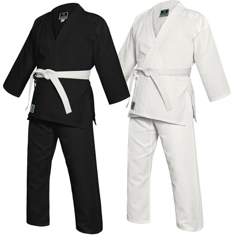 Agile Dragon Karate Uniform for Kids & Adults Lightweight Student Karate Gi Martial Arts Uniform black with Belt (White, 6)