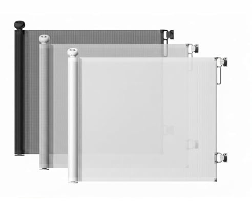 S&D, Retractable Baby Gates 135 cm / 53 Inches wide Stair Safety Gate Roll for Babies and Pets, dogs, Extendable Barrier Gates (Grey)