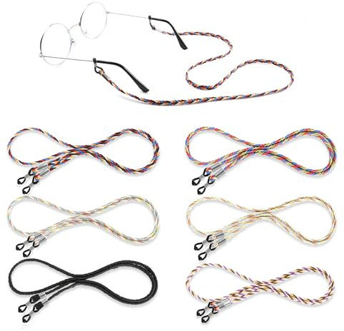 BTHRORO 6 Pièces Cordon Lunettes, Multicolore Corde à Lunettes Attache Lunette Sangles Lanière, Lunettes Chaîne Titulaire Cordons pour Femmes Hommes
