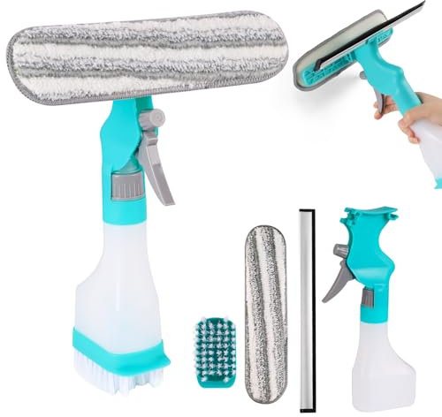 Detergente Per Finestre Con Flacone Spray 4 In 1: Set Per La Pulizia Delle Finestre Spatola Per Doccia A Doppia Faccia - Per Finestre, Bagno, Cucina, Auto, Specchi