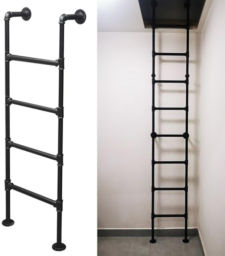 Échelle d'escalade en métal noir robuste pour fenêtre de sous-sol, escalier antidérapant pour dortoirs, lits superposés et bibliothèques, idéal pour un accès sûr et un gain de place