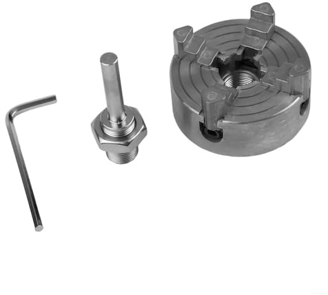 Portabrocas de torno de metal con 4 mandíbulas autocentrante para carpintería, accesorio de torno manual de acero de alto carbono con conexión de 5,2 cm x 6 mm