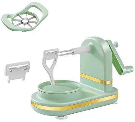 Riuulity Pelamele Manuale Multifunzione da, Senza BPA, Facile da Usare, Sbuccia e Affetta Facilmente Mele e Altro per la Casalinga (verde chiaro)