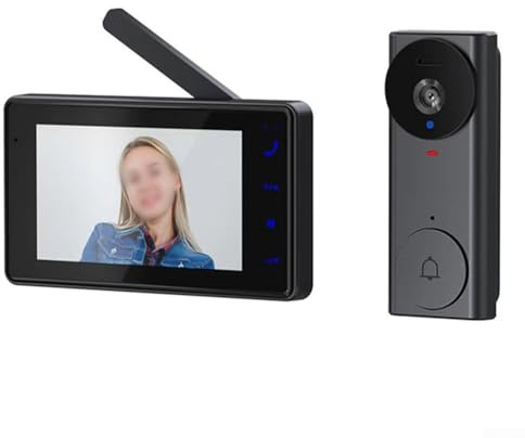 Solaughguy Videocitofono wireless da 4,3 pollici con citofono duplex, grandangolare a 120°, portata del segnale 200 m, esterno, per uso domestico, nero
