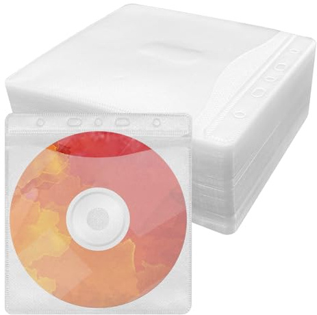 SLIAXINT 100 stycken CD/DVD-fodral, dubbelsidiga CD-fodral plast transparent | Vit transparent plast CD/DVD-fodral för CD-förvaring skyddande fodral Cd-ämnen för förvaring, enkel och dubbel