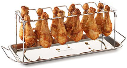 Hähnchenschenkel-Halter Grill-Zubehör Halterung Edelstahl für 12 Hähnchen-Keulen perfekt gegrillte Chicken-Wings klappbar