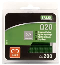 SALKI | Agrafes de Grillage Ω20 | Pack de 200 Agrafes Annelées Vertes | Diamètre de 2mm