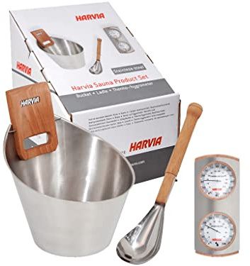 Harvia SN-SA006 SN-SA006-Kit Eimer mit Hygrometer für Sauna, Holz