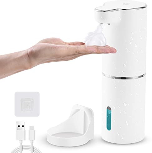 Foam Automatic Soap Dispenser Electric, LAOPAO No-Touch Sensor Soap Dispenser Touchless Wall Mounted Automatic Hand Soap Dispensers for Kids Bathroom Kitchen Dish Xmas Gift (White)