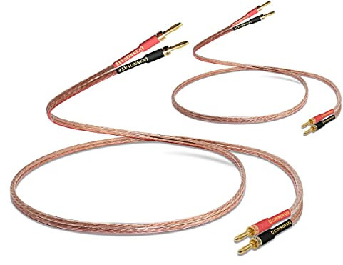 WOWLED 13 AWG Lautsprecherkabel mit Bananensteckern, 2 Pack 2m HiFi-Lautsprecherkabel mit vergoldeten Bananensteckern, Bananenstecker männlich zu männlich Audiokabel Lautsprecherkabelstecker