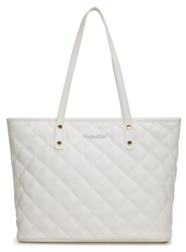 Montana West white purse quilted tote bag for women large tote purse for women shoulder bag womens handbags hobo purse with top zipper MWC-084BWT