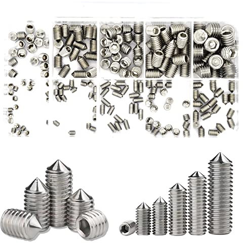 Skyzone 200pcs Vis Pointeau Sans Tête Hexagonale, M3/M4/M5/M6/M8 Filetée Internes, Assortiment Kit de Fixations Pour Poignées de Porte
