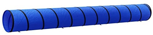 vidaXL Hundetunnel, Spieltunnel mit Heringen Tragetasche, Agility Tunnel Agility Ausrüstung für Hundetraining, Falttunnel für Hunde, Blau Polyester