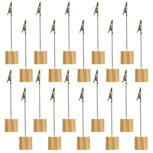 Orssmigs 20 Pcs Portafotos Pinzas Sujeta Fotos Pinza Foto Titular Memo Clip Madera Porta Notas Pinza Portafotos Soporte con Pinza para Fotos, Decoración de Oficina Boda Fiesta