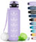 Grsta Trinkflasche 1.5 L - Trinkflasche Sport, BPA Frei, Trinkflasche Kohlensäure Geeignet, Auslaufsicher, Wasserflasche mit Filter und Zeitmarkierung für Fitness, Fahrrad, Gym, Camping und Schule