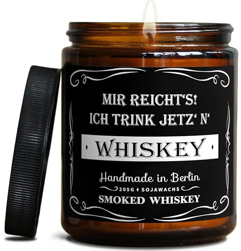 Whiskey Duftkerze als Valentinstag Geschenk | Lustige Liebeserklärung für Ihn | Handgemacht in DE | In Geschenkbox | Männer-Geschenk Partner Mann Ehemann Freund | Whiskey