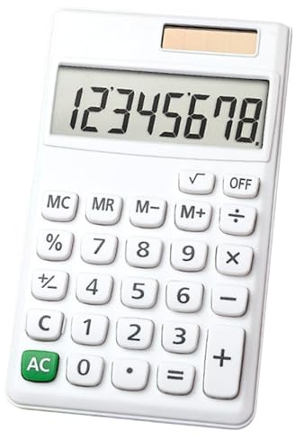 ulafbwur Calculadoras de escritorio, mini calculadora de bolsillo, calculadora solar de 8 dígitos con botones cómodos, pantalla grande, calculadora básica multiusos para uso diario, color blanco