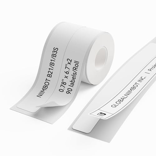 NIIMBOT Etiquettes pour B1 B21 B3S, Imprimante Thermique (20x170mm), pour le Classement Des Dossiers De Bureau (Blanc)