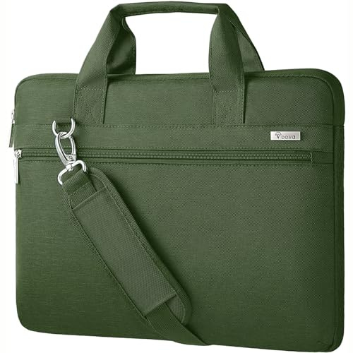 Voova Funda para Portátil de 14 15 15,6 16 pulgadas Protección 360° Maletin Ordenador Bolsa Laptop Bag Impermeable Antichoque Hombre Mujer Verde