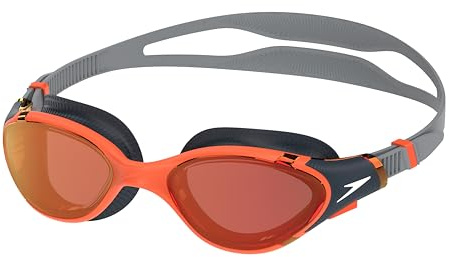Speedo Biofuse 2.0 Mirror Gafas de natación para Unisex Adulto, Amber Wave/Steel/Crimson Mirror, One Size