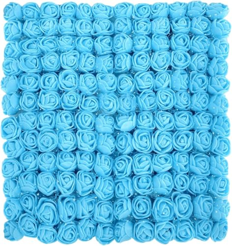 144 stycken konstblommor för pyssel, små konstgjorda blommor, mini falska rosor blommor för bröllop brud hårklämmor pannband dekoration tillbehör tillverkning gör-det-själv, 2,5 cm blomhuvuden