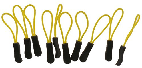 10 tiradores de cremallera de repuesto con cremallera para chaqueta o mochila, color amarillo