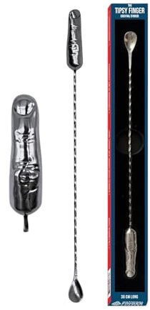 National Finger Company, Finger Cocktail Stirrer, Tipsy Finger, 36 cm, Stainless Steel Life-Size Finger Spoon, Funny Bar Spoon, Novelty Cocktail Stirrer, Gag Gift, Quirky Bar Tool