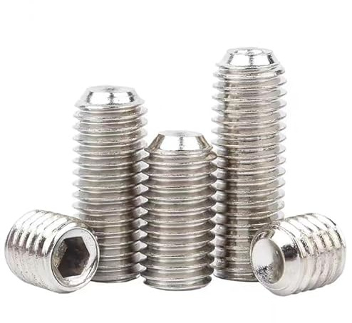 10Pcs #10-24x5/8 Hex Socket Set Grub Screws,Headless Cup Point,Flat Point Grub Bolt,Internal Hex Drive,304 Stainless Steel,Headless Concave End,Metric External Thread,for Towel Rack Door Knob