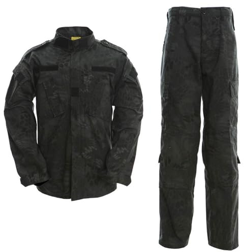 LANBAOSI Uniforme Tactique Homme ACU, Ensemble Militaire Veste et Pantalon | Ensemble ACU Camouflage avec Veste et Pantalon Tactique, Adapté au Paintball, Chasse et Loisirs en Plein Air dans les Bois