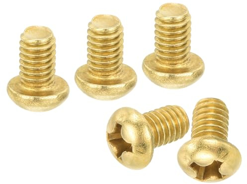 QUARKZMAN 20Pcs Tornillos de Máquina de Latón, M4x6mm Cabeza Pan Phillips Pernos de Sujeción para Maquinaria, Pernos de Cabeza Pan para Muebles, Equipos de Oficina, Electrónica, Tono Latón