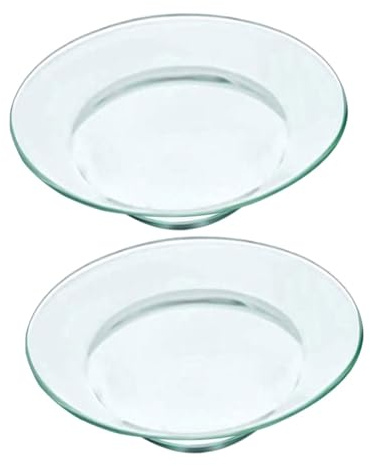 EXAOMBLE 2pièces Coupelle De Rechange Pour Brûleur à Cire Verre Transparent Pour Fondants à Cire Et Huiles Essentielles Avec Plateau Intérieur Pour Protection Et Décoration