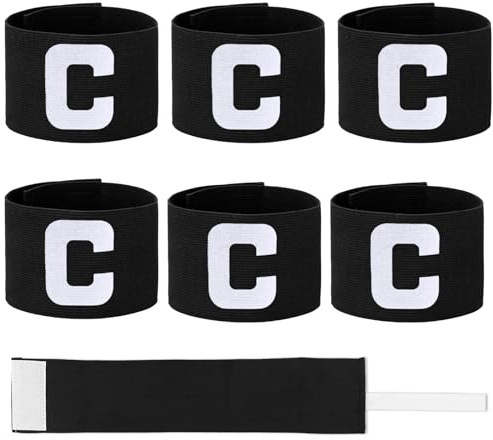 6 Pack Captain Arm Bands for Soccer, 7x33 Cm/2.75x13 Inch Black Soccer Captain Armband Adjustable Leader Armband Team Sport Arm Band Football Basketball Player Band for Adult Youth Football Team