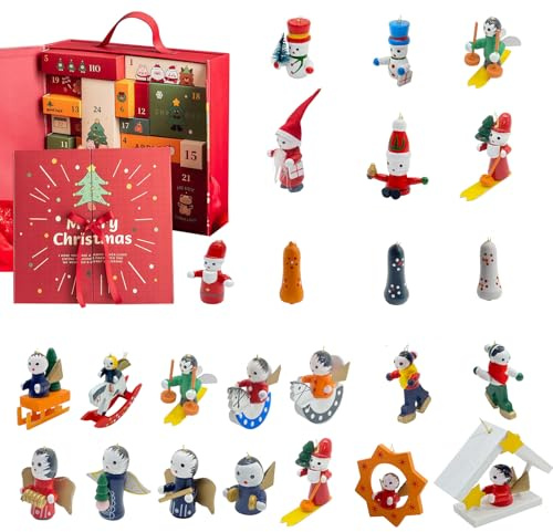 Adventskalender 2025, barn, pojke 3-4 5 6 7 8 9 10 år – trä med handmålade snögubbefigurer, adventskalender julkalender, julgransprydnad för små barn, pojkar, flickor