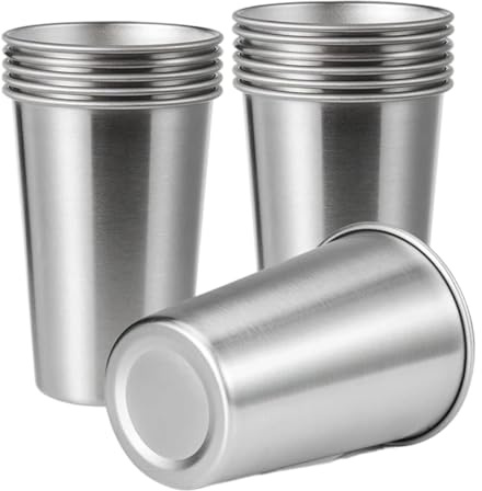 WLIHDB Bicchiere In Acciaio Inossidabile 6 bicchieri in acciaio inossidabile da 500 ml, infrangibili, impilabili, for viaggi, campeggio all'aperto Per Casa, Ristoranti, Viaggi