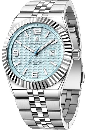 SAPPHERO Herrenuhren Herren-Quarz-Analoguhr Edelstahlarmband mit Datumsfenster Leuchtende Designeruhr 50 m wasserdicht Luxusuhr für Geschäft Arbeit Sport Freizeit Elegante Geschenke