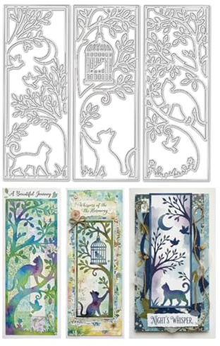 UNICRAFTALE 31 pcs Gabarit de Découpe pour Marque Pages de Chat Creux pour Création de Cartes Réutilisable Modèle de Pochoir de Gaufrage à Thème Chat Carbone Découpe pour Scrapbooking Album Décor