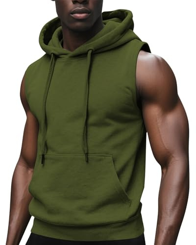 T-shirt à capuche sans manches pour homme décontracté avec cordon de serrage pour la gym, le fitness, l'entraînement, la course à pied