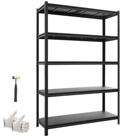 VEVOR Étagère de Rangement, 5 Niveaux Réglables, Étagère Charge Lourde Modulable 1230x465x1813 mm, Capacité Charge Totale 1134 kg, Rayonnage Métallique pour Entrepôt, Garage, Atelier, Cave et Cuisine