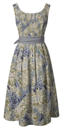 Ensemble Dirndl sans manches pour femme, longue robe midi avec imprimé rose et tablier à pois, convient pour les fêtes populaires, les fêtes à thème, les mariages et les célébrations bavaroises, #007