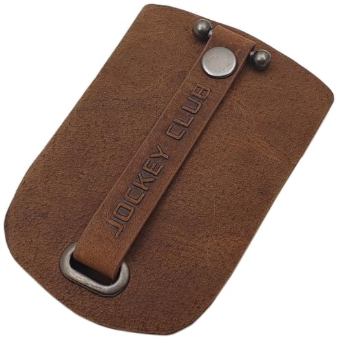 myledershop Cuir de buffle pochette de clé avec un porte-clés rétractable en marron ou cognac (Cognac)